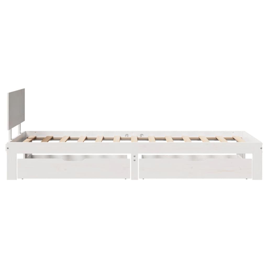 Sengeramme med skuffer 90x200 cm massivt fyrretræ hvid