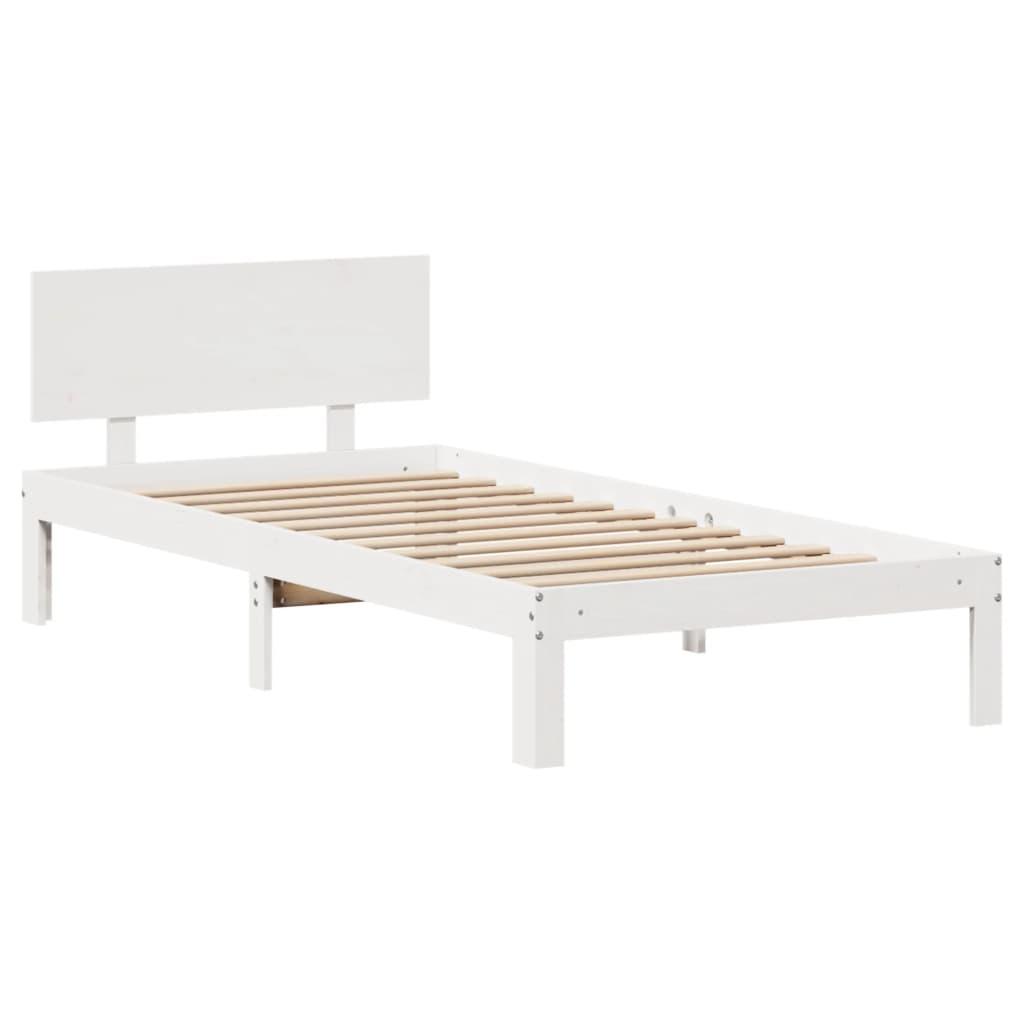 Sengeramme med skuffer 90x200 cm massivt fyrretræ hvid