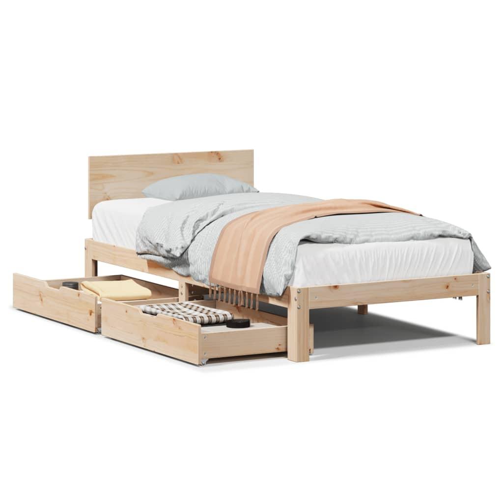 Sengeramme med skuffer 90x190 cm massivt fyr