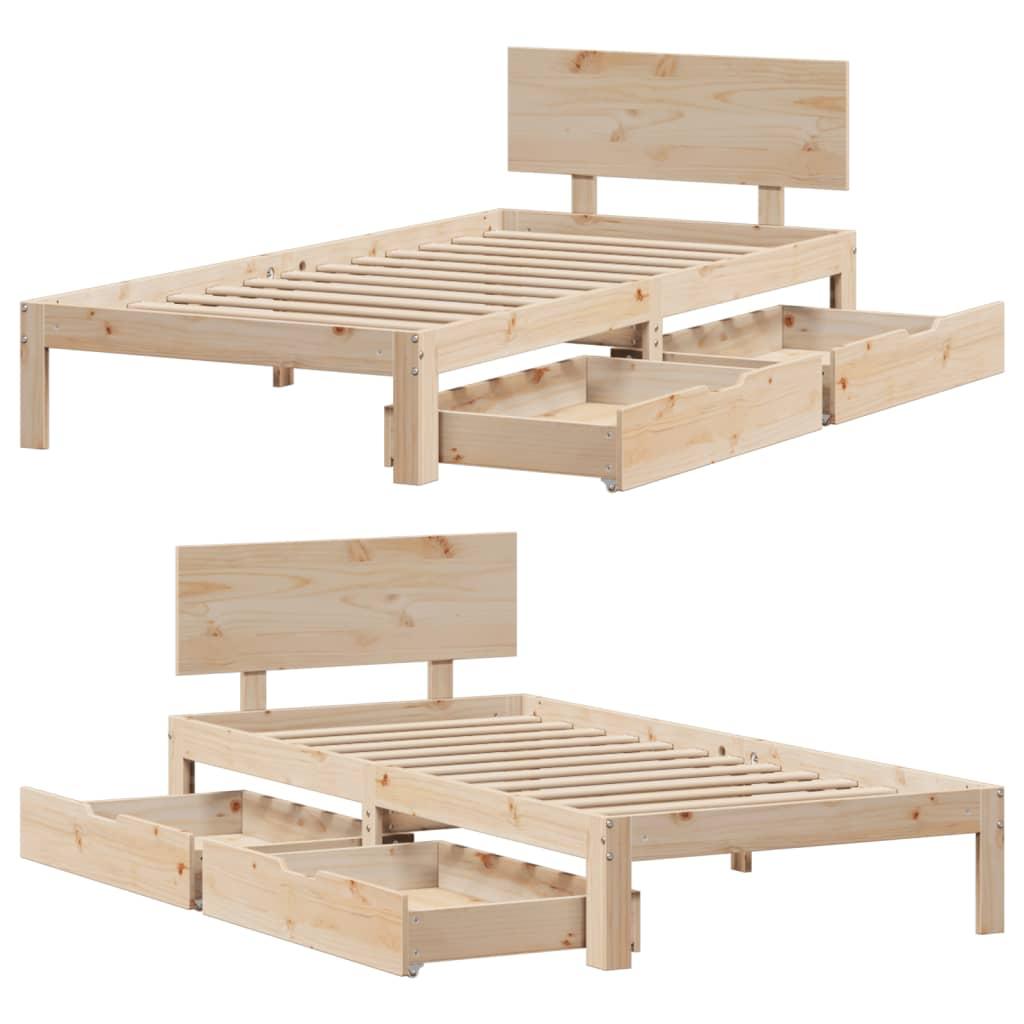 Sengeramme med skuffer 90x190 cm massivt fyr