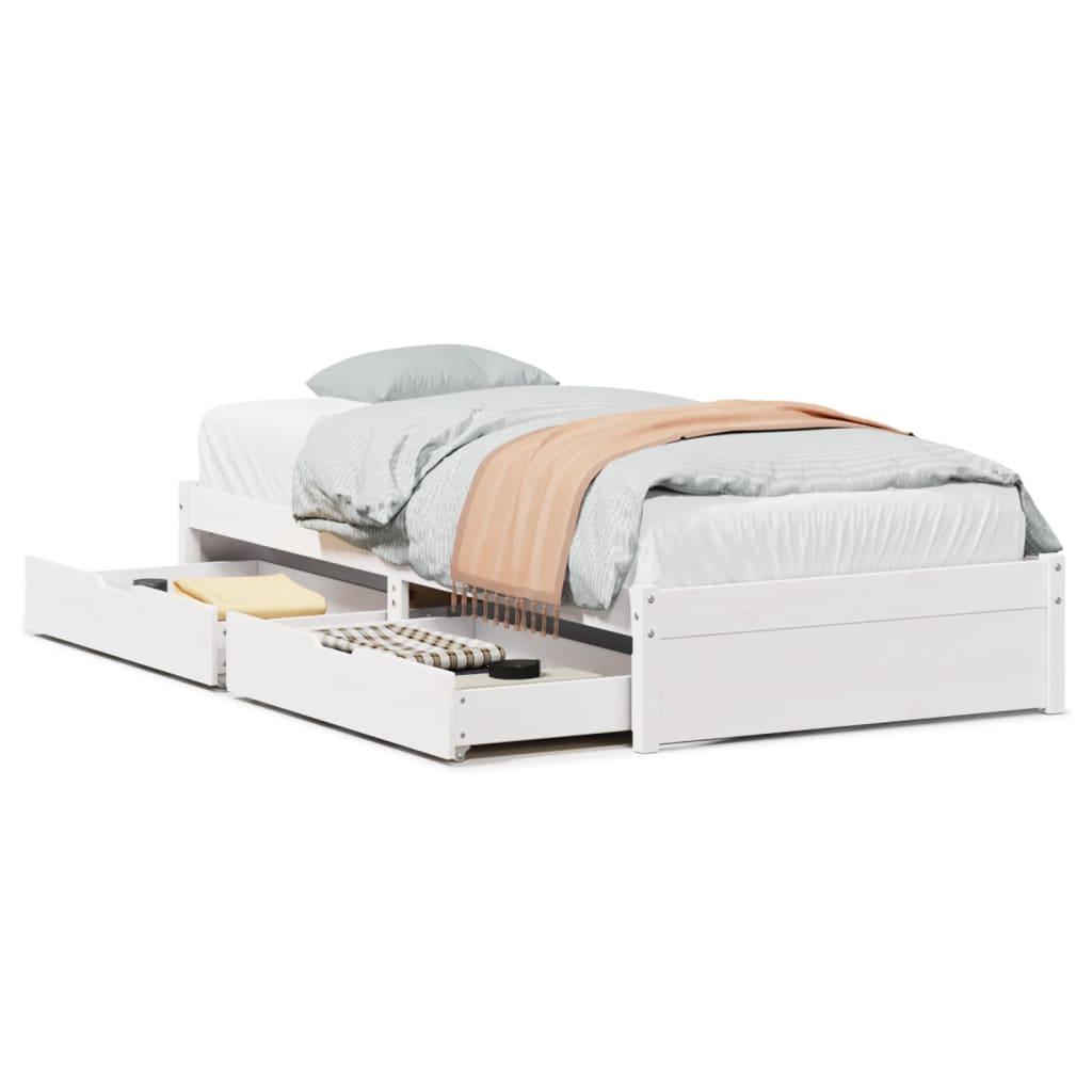 Sengeramme uden madras 75x190 cm massivt fyrretræ hvid