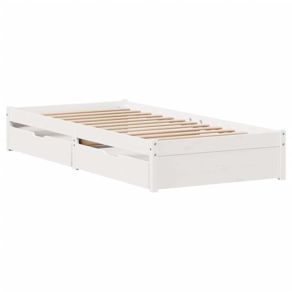 Sengeramme uden madras 75x190 cm massivt fyrretræ hvid