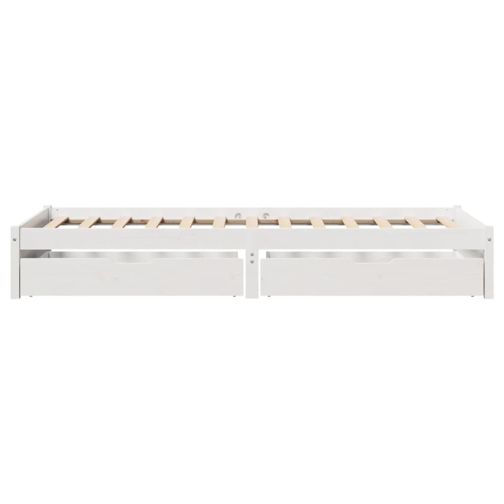 Sengeramme uden madras 75x190 cm massivt fyrretræ hvid