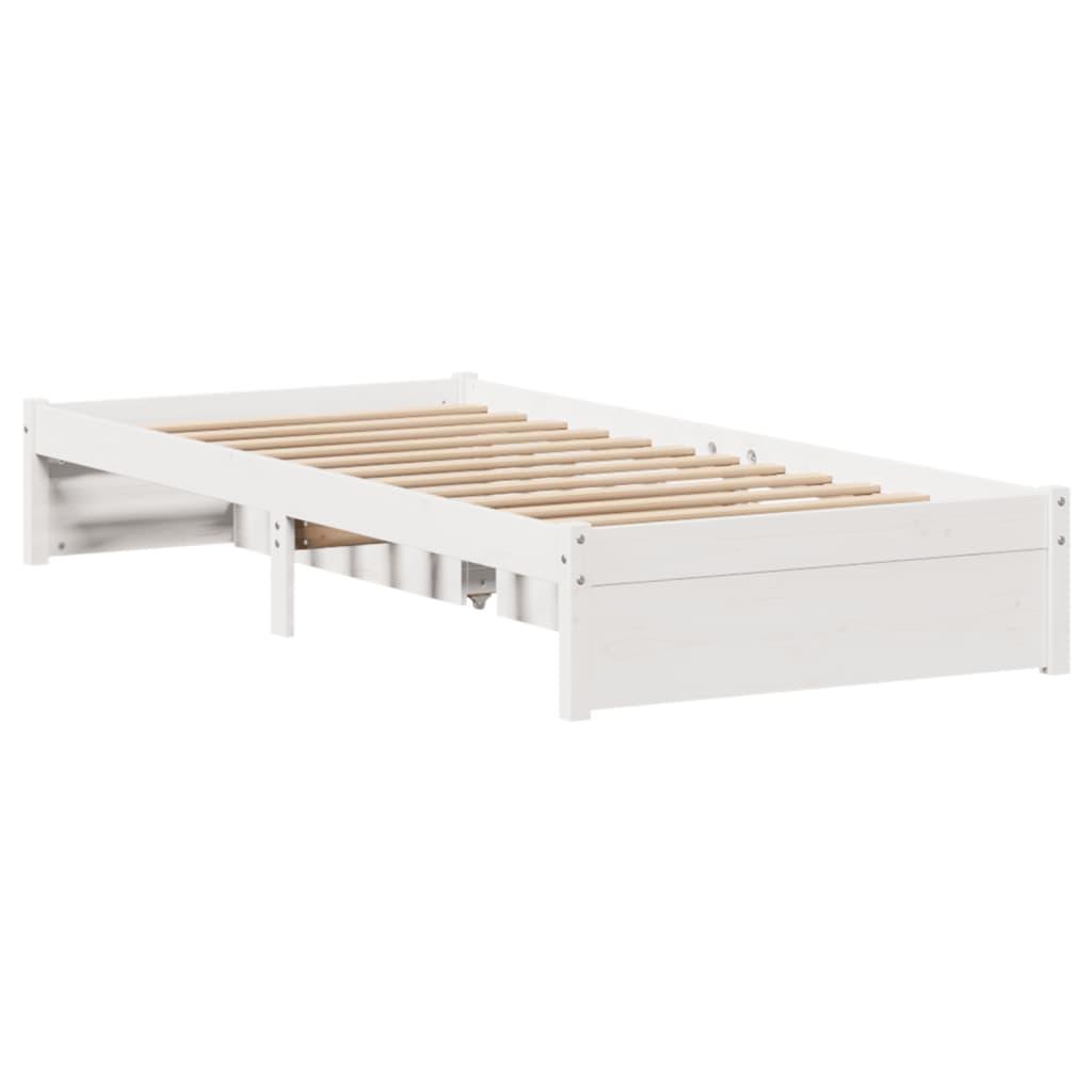 Sengeramme uden madras 75x190 cm massivt fyrretræ hvid