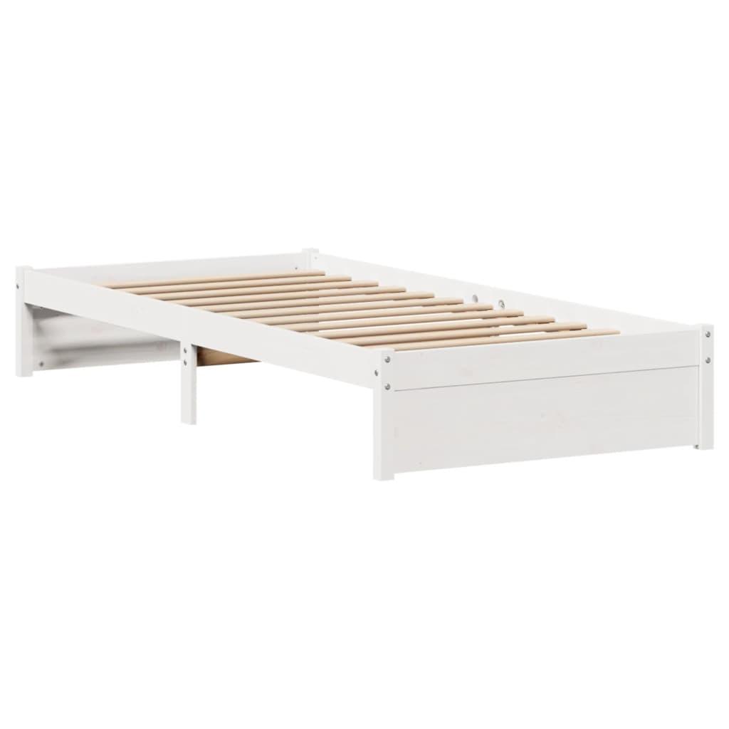 Sengeramme uden madras 75x190 cm massivt fyrretræ hvid