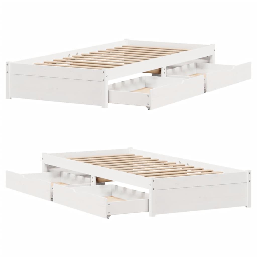 Sengeramme uden madras 75x190 cm massivt fyrretræ hvid