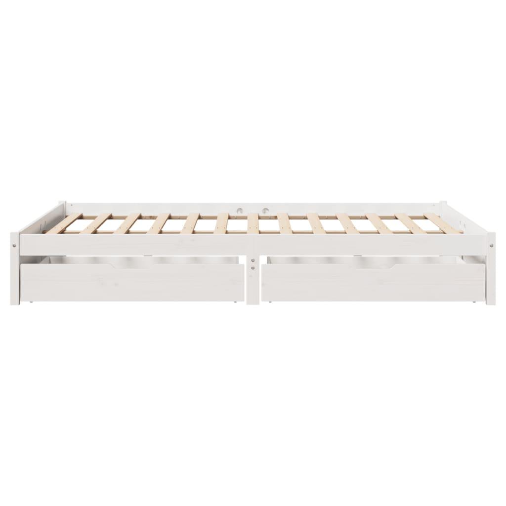 Sengeramme uden madras 135x190 cm massivt fyrretræ hvid
