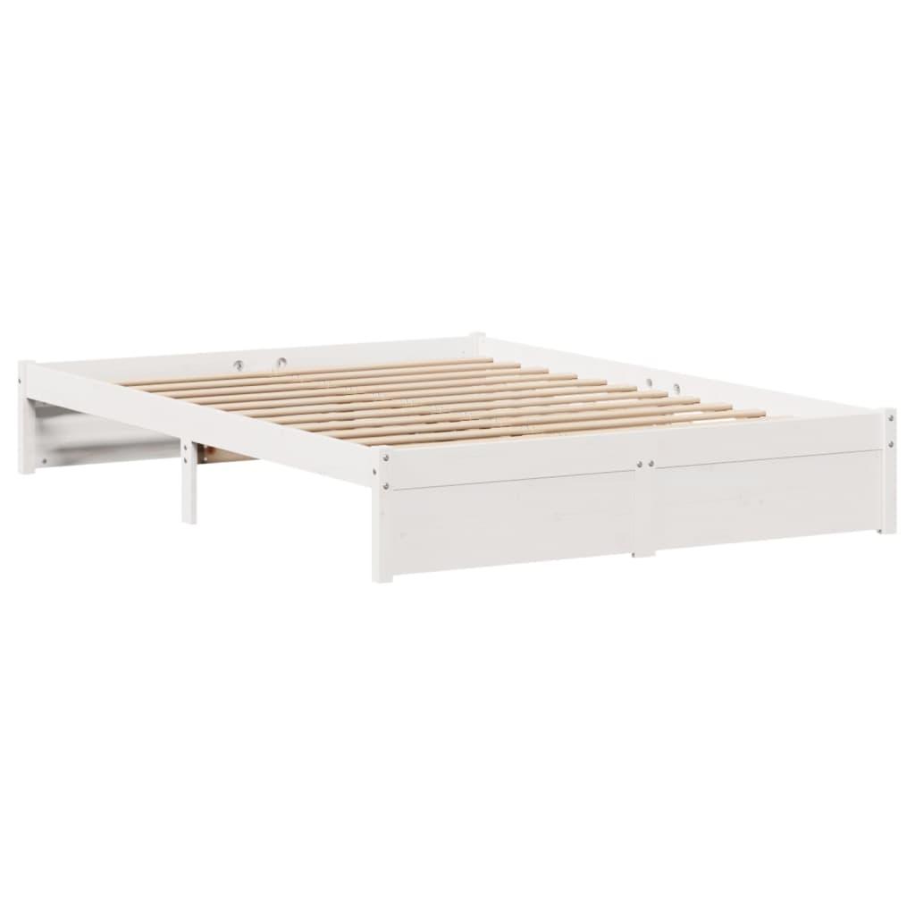 Sengeramme uden madras 135x190 cm massivt fyrretræ hvid