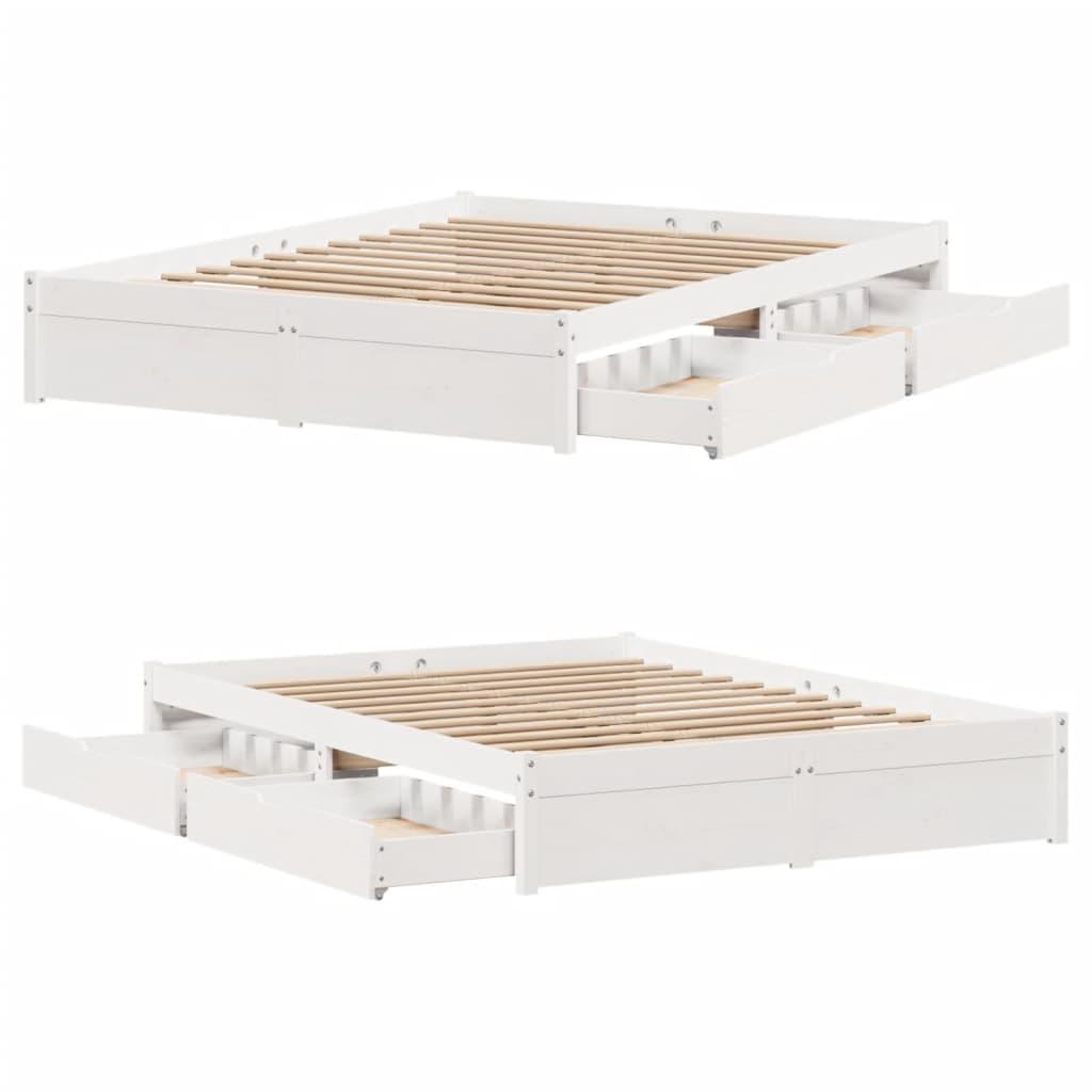 Sengeramme uden madras 135x190 cm massivt fyrretræ hvid