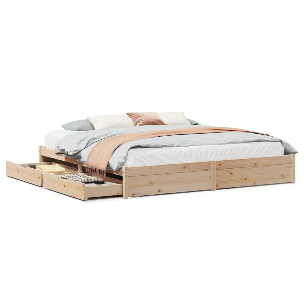 Sengeramme uden madras 200x200 cm massivt fyrretræ