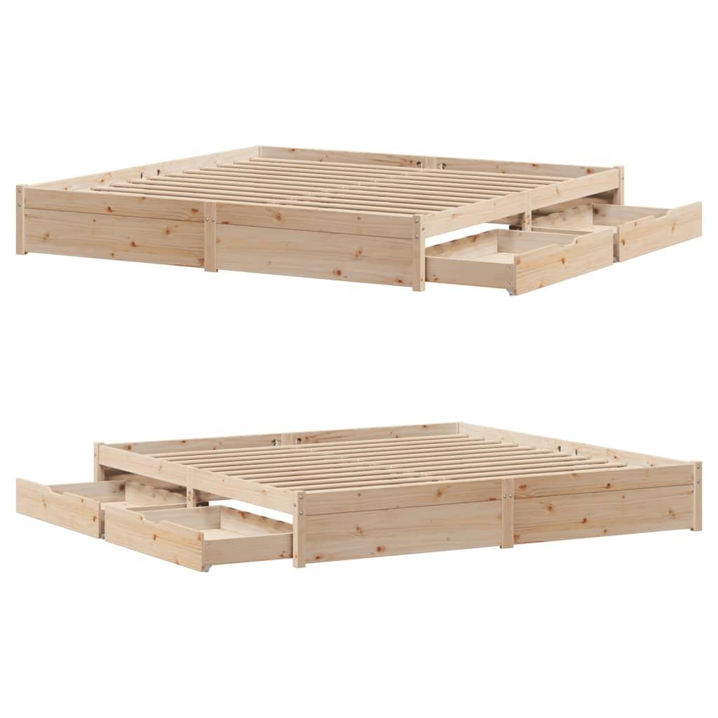 Sengeramme uden madras 200x200 cm massivt fyrretræ