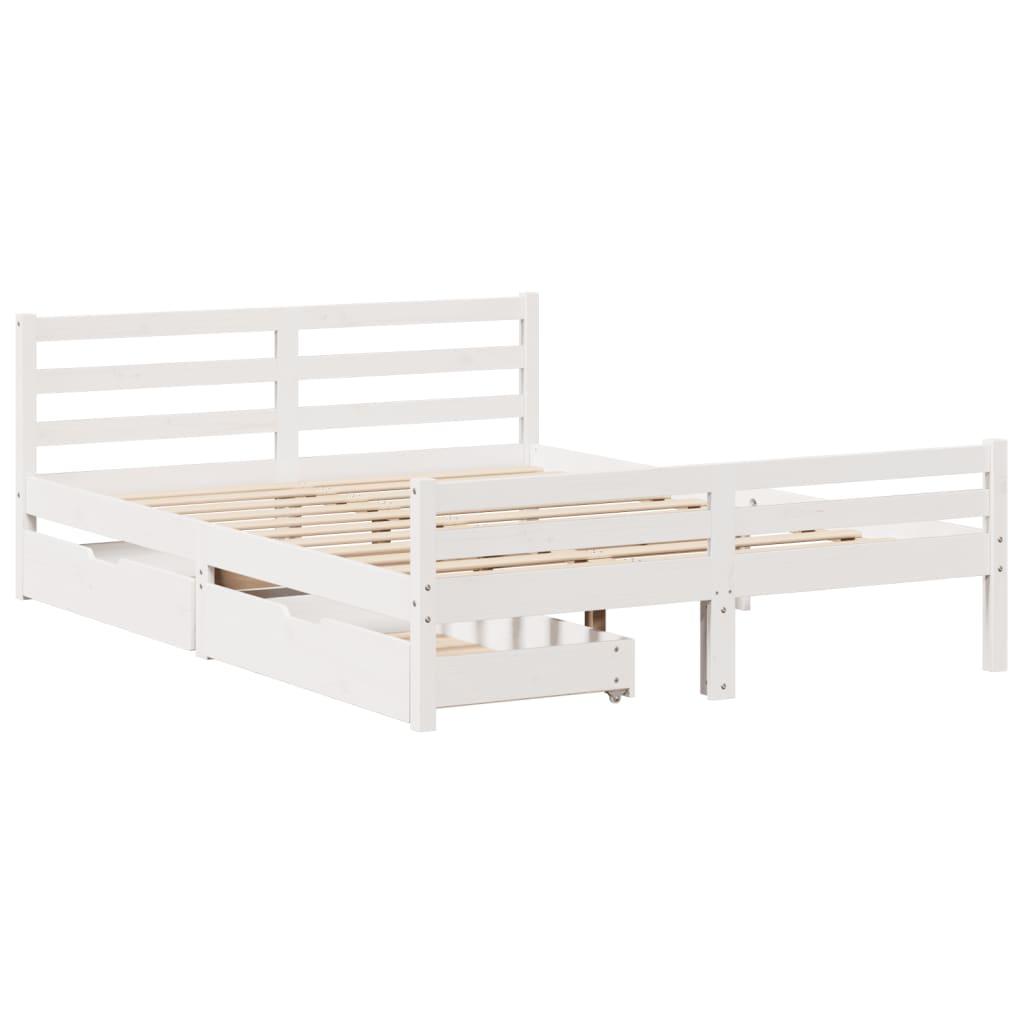 Sengeramme uden madras 150x200 cm massivt fyrretræ hvid