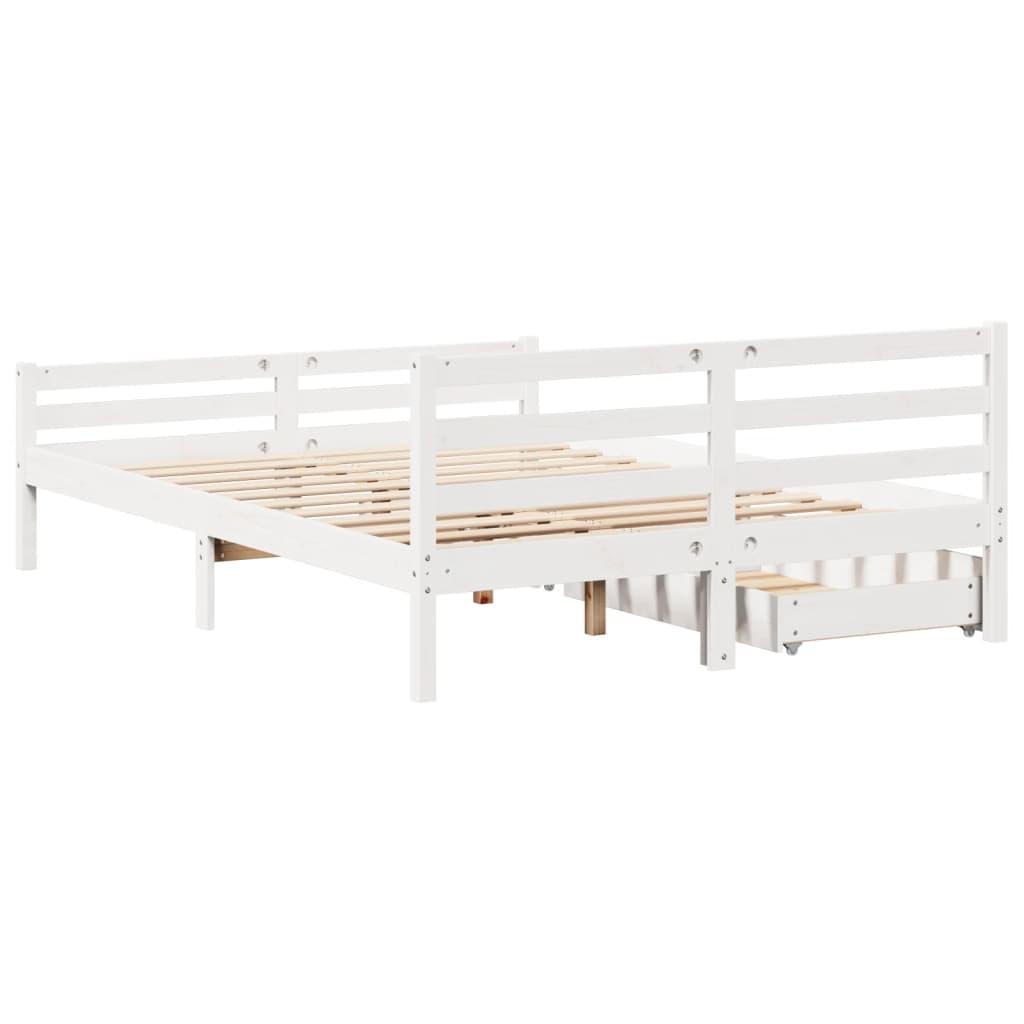 Sengeramme uden madras 150x200 cm massivt fyrretræ hvid