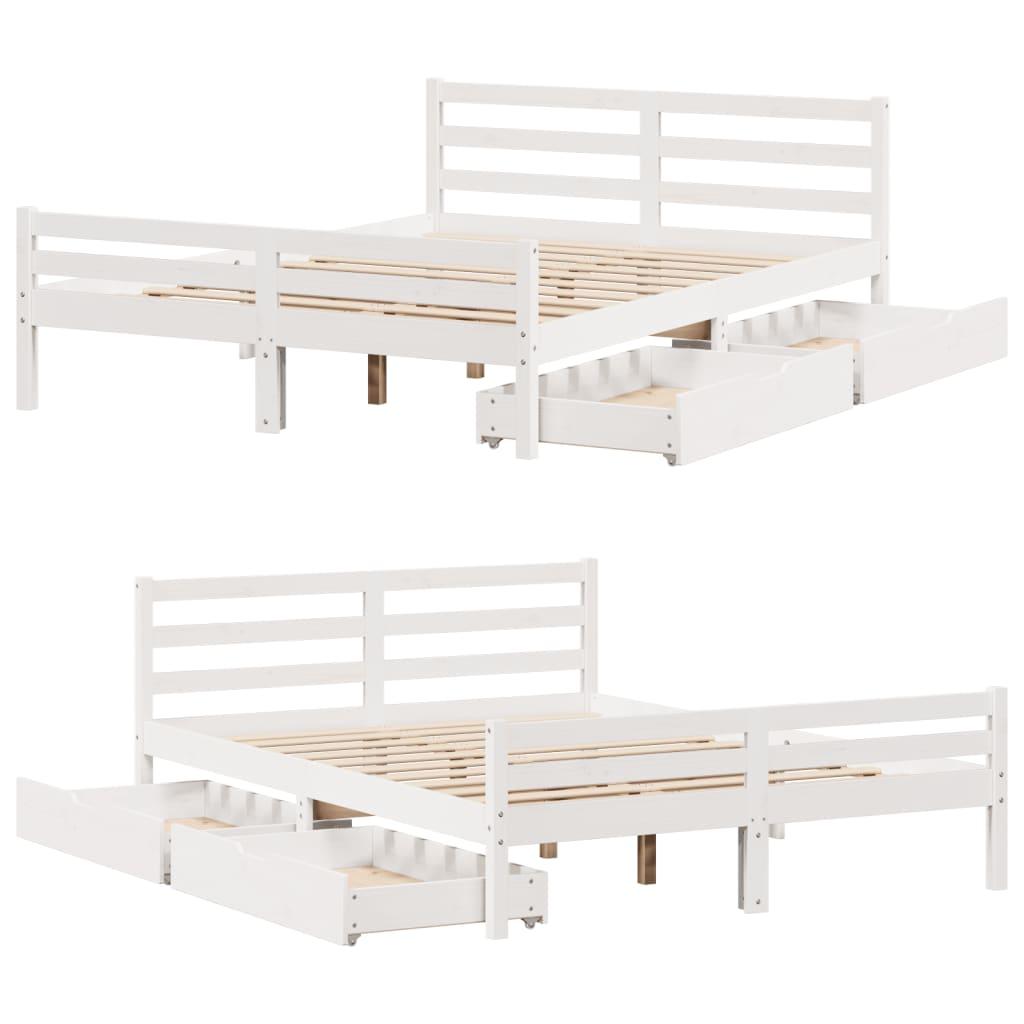 Sengeramme uden madras 150x200 cm massivt fyrretræ hvid