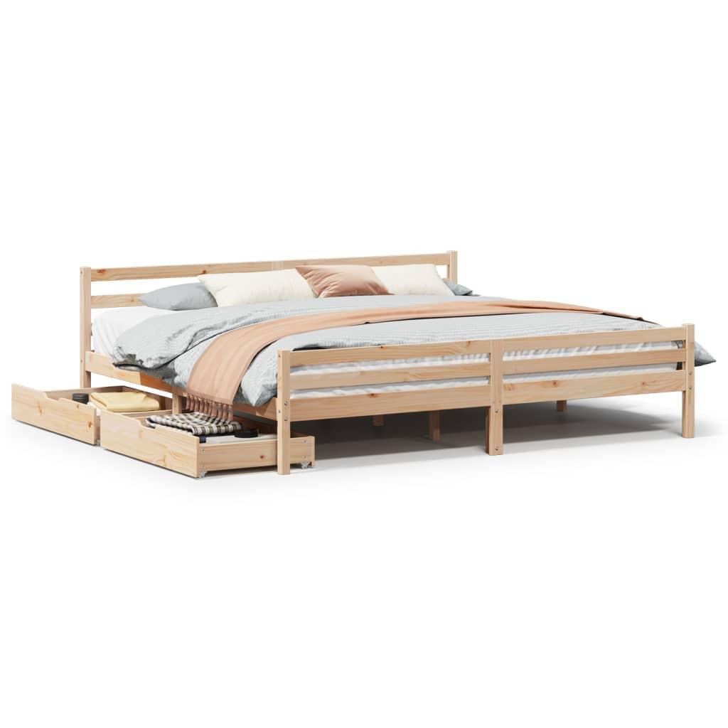 Sengeramme uden madras 200x200 cm massivt fyrretræ