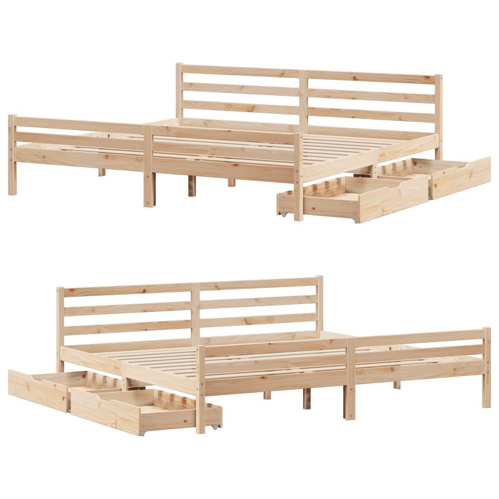 Sengeramme uden madras 200x200 cm massivt fyrretræ