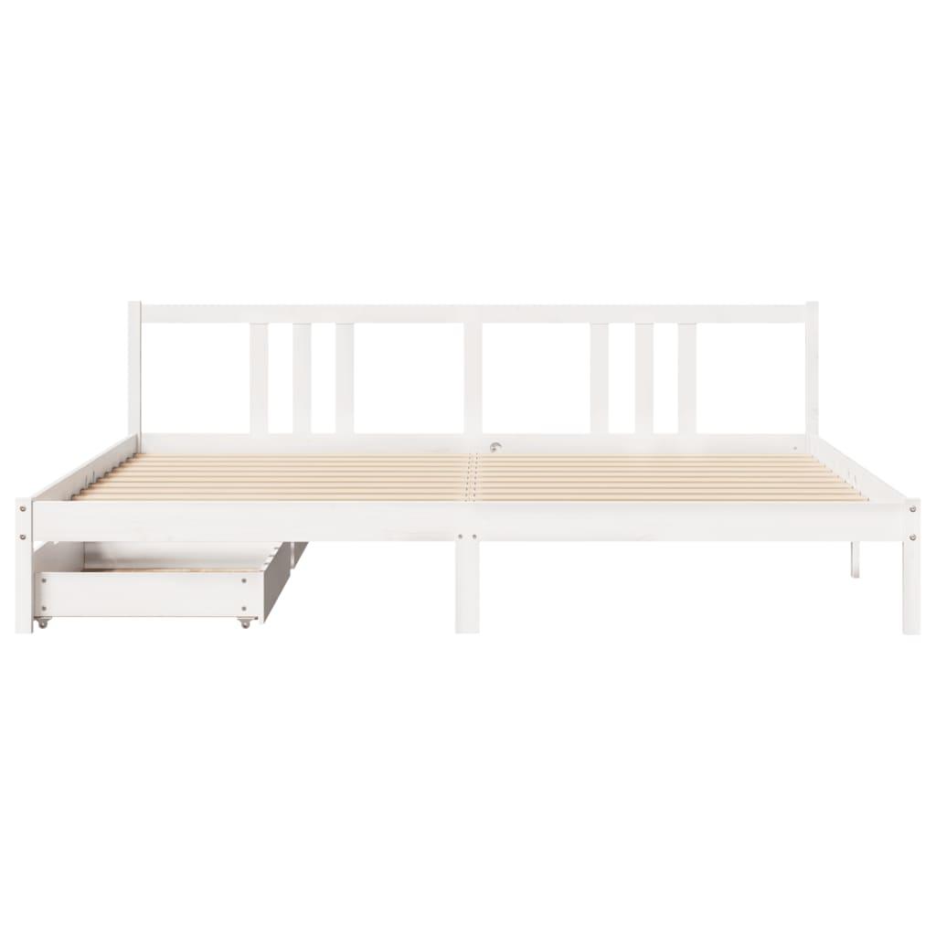 Sengeramme uden madras 200x200 cm massivt fyrretræ hvid