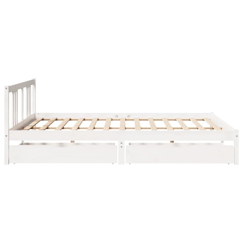 Sengeramme uden madras 200x200 cm massivt fyrretræ hvid