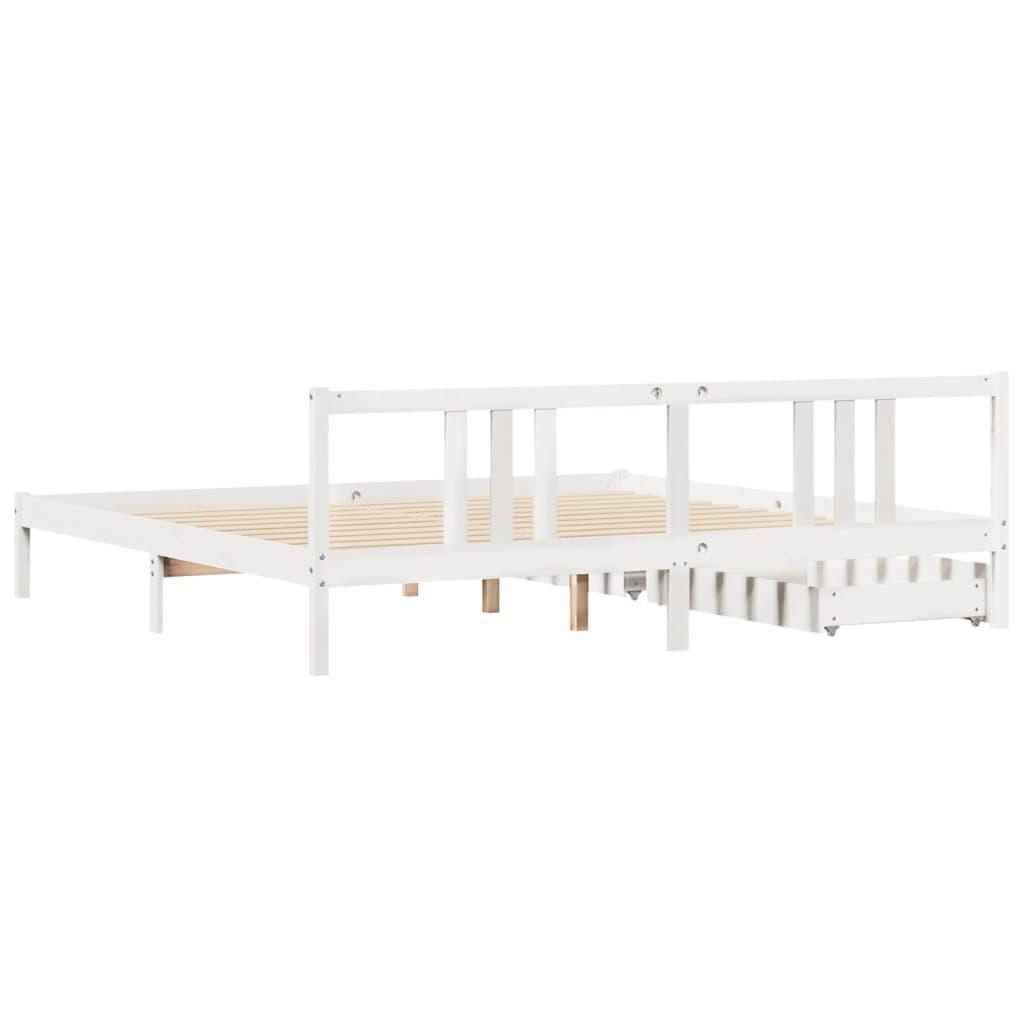 Sengeramme uden madras 200x200 cm massivt fyrretræ hvid