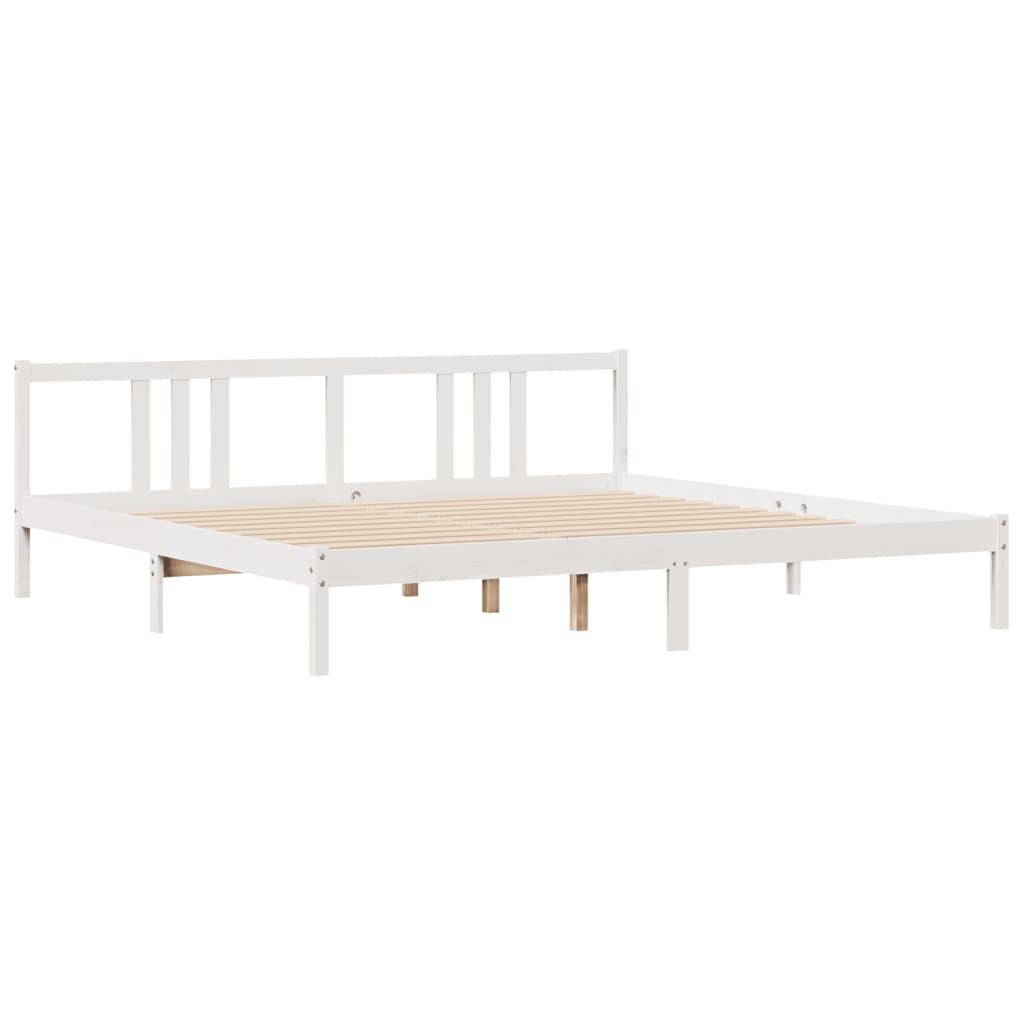Sengeramme uden madras 200x200 cm massivt fyrretræ hvid
