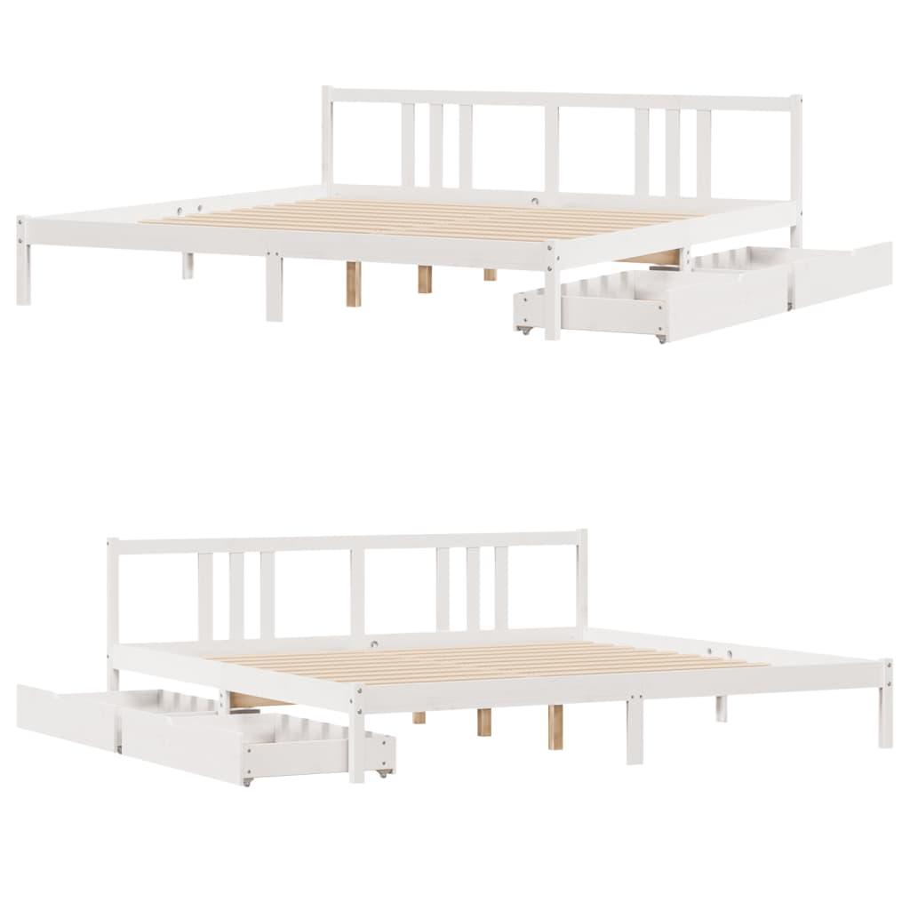 Sengeramme uden madras 200x200 cm massivt fyrretræ hvid
