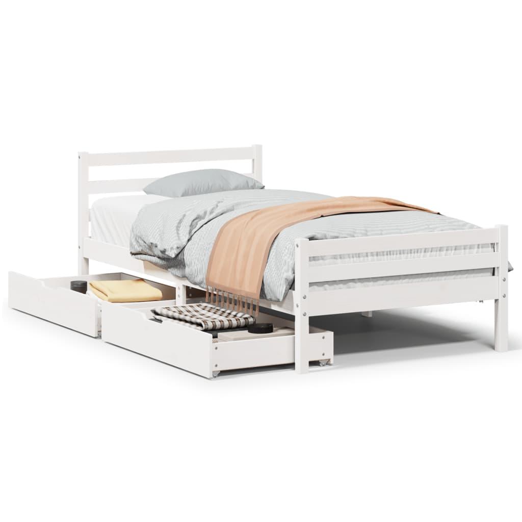 Sengeramme uden madras 90x200 cm massivt fyrretræ hvid