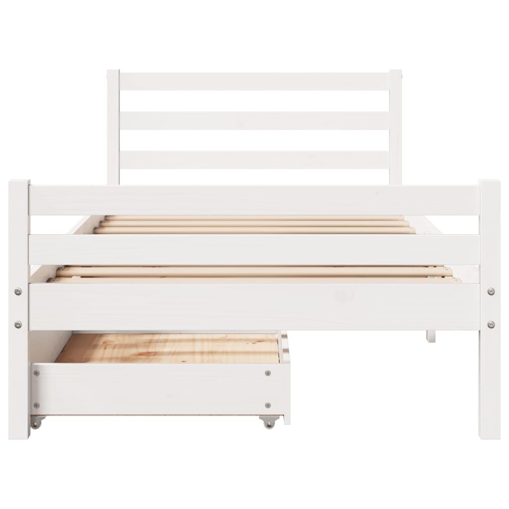 Sengeramme uden madras 90x200 cm massivt fyrretræ hvid