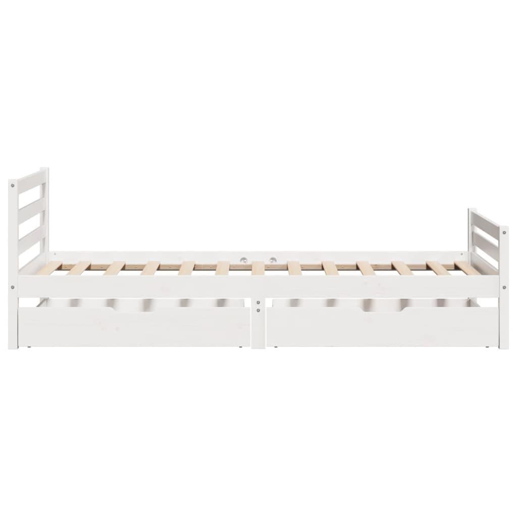 Sengeramme uden madras 90x200 cm massivt fyrretræ hvid