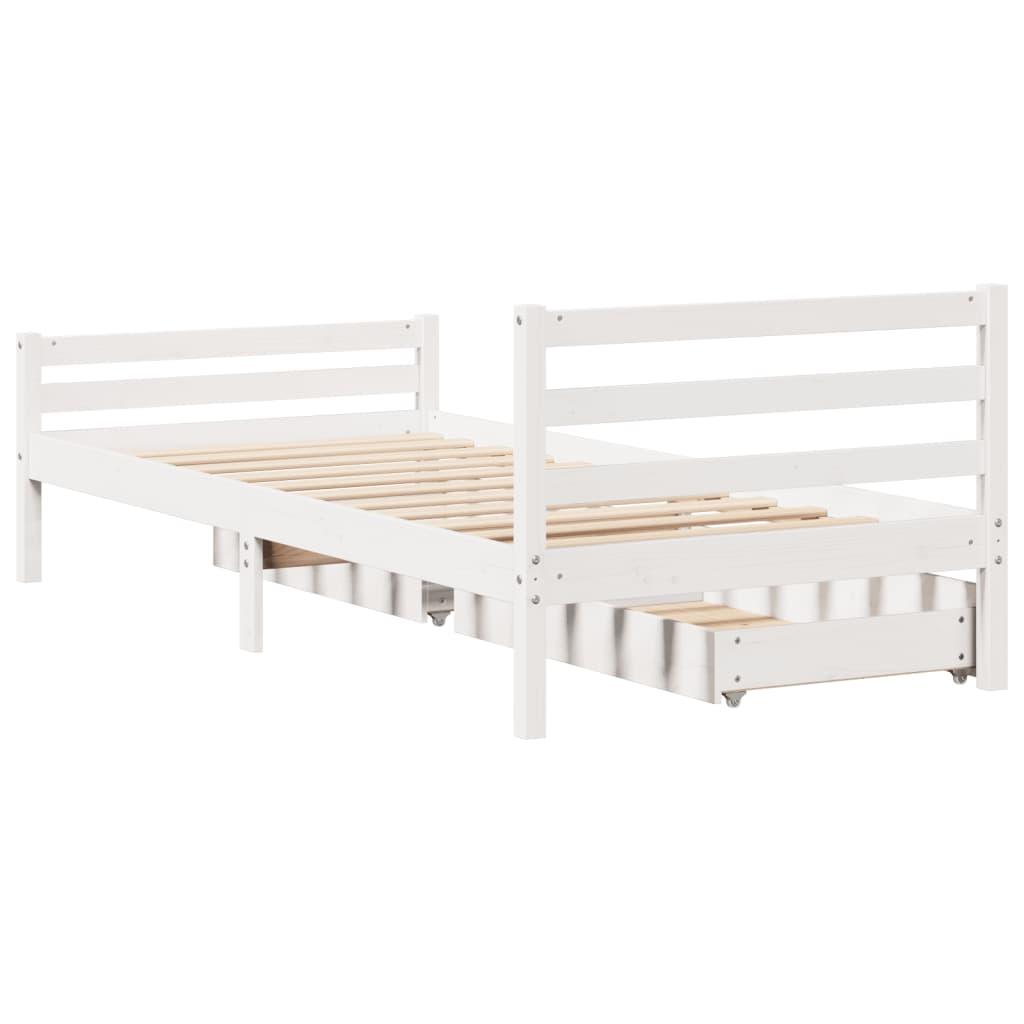 Sengeramme uden madras 90x200 cm massivt fyrretræ hvid