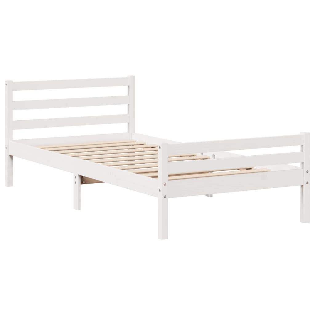 Sengeramme uden madras 90x200 cm massivt fyrretræ hvid