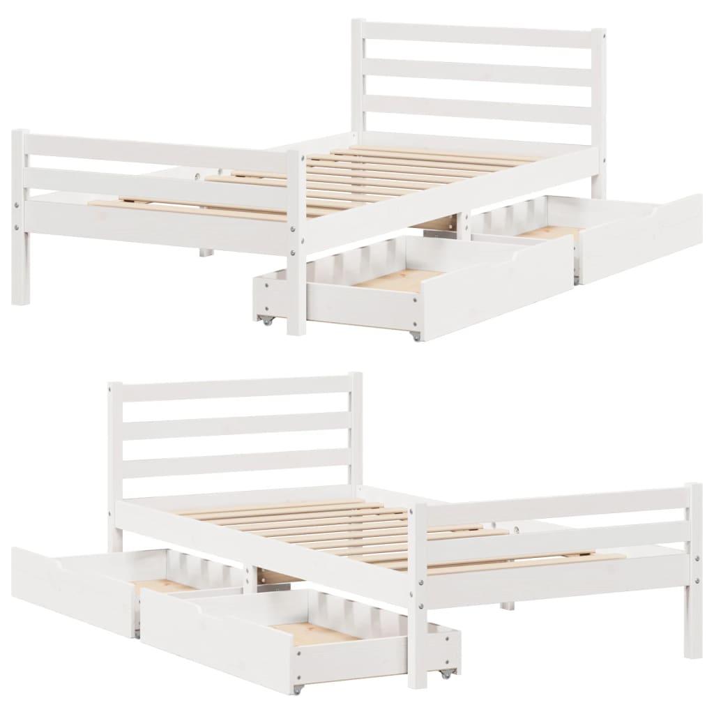Sengeramme uden madras 90x200 cm massivt fyrretræ hvid