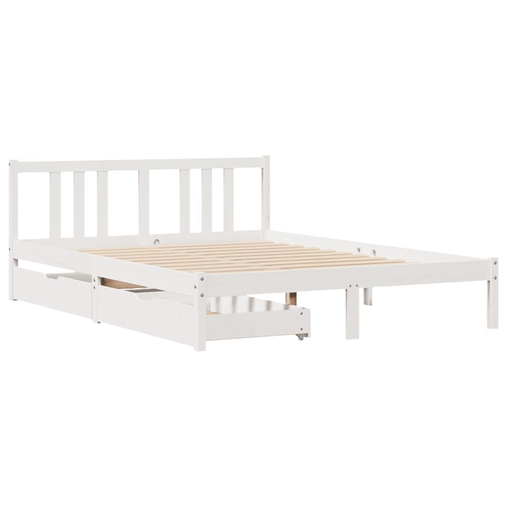 Sengeramme uden madras 150x200 cm massivt fyrretræ hvid