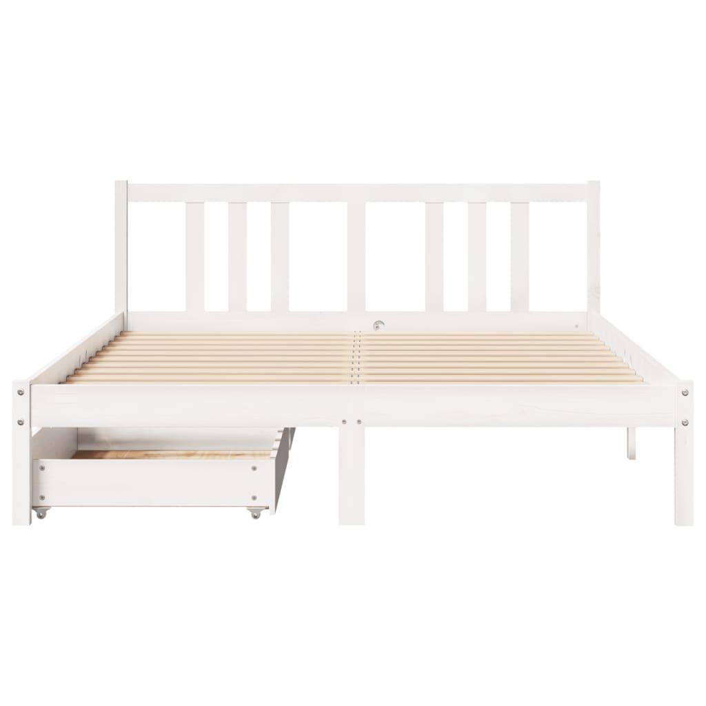 Sengeramme uden madras 150x200 cm massivt fyrretræ hvid