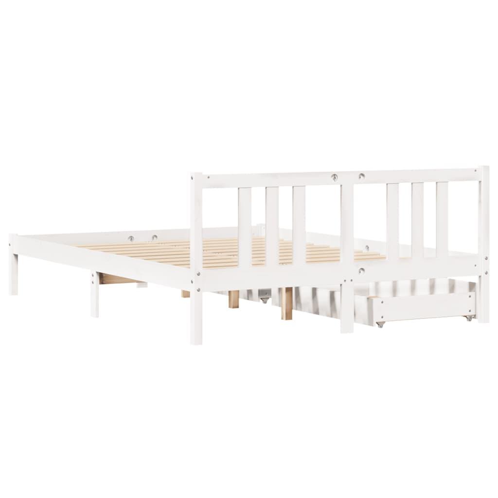Sengeramme uden madras 150x200 cm massivt fyrretræ hvid