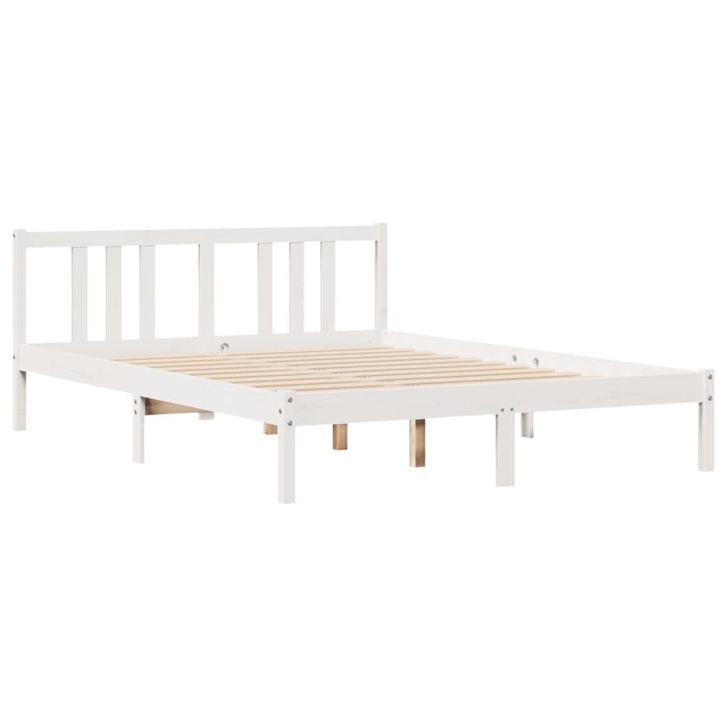 Sengeramme uden madras 150x200 cm massivt fyrretræ hvid