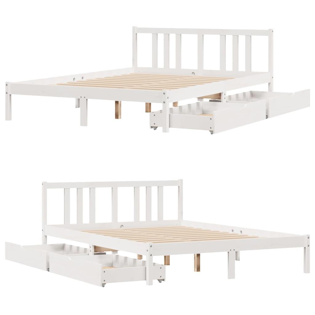 Sengeramme uden madras 150x200 cm massivt fyrretræ hvid