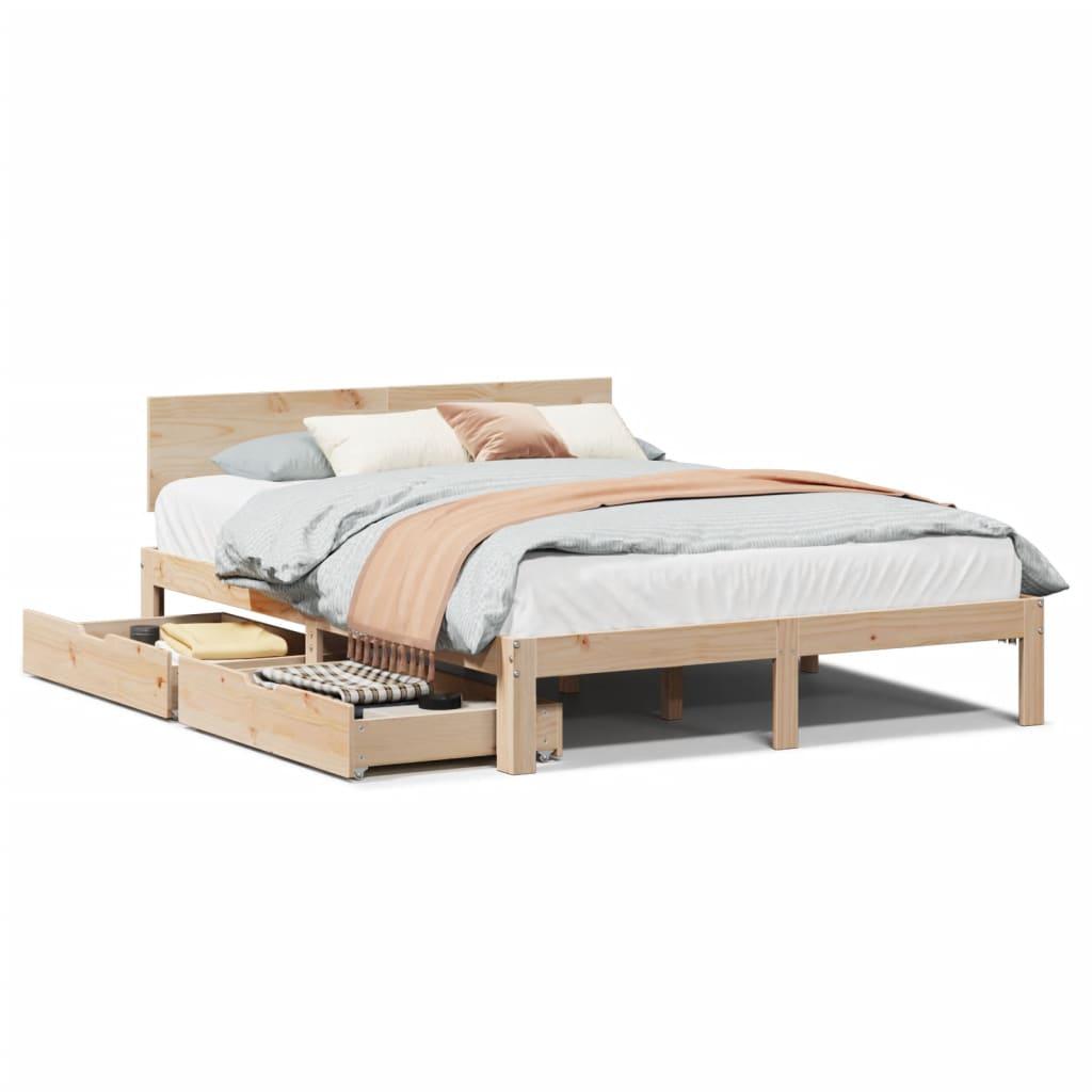 Sengeramme med skuffer 140x190 cm massivt fyrretræ