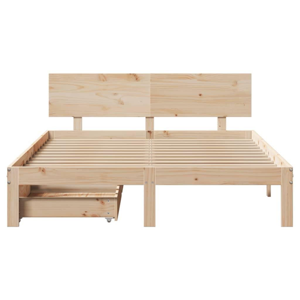 Sengeramme med skuffer 140x190 cm massivt fyrretræ