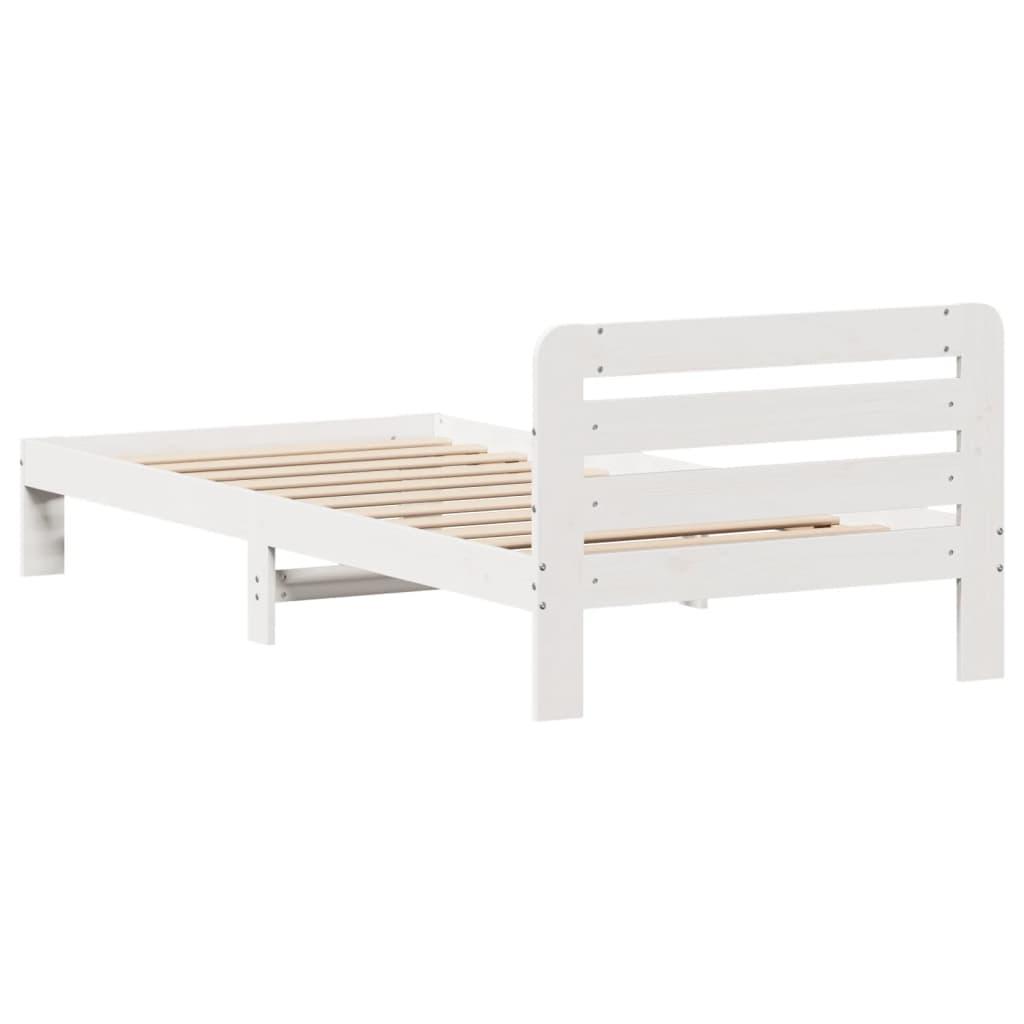 Sengeramme uden madras 90x200 cm massivt fyrretræ hvid