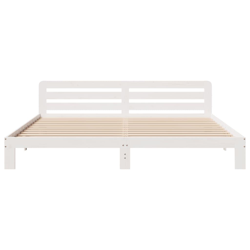 Sengeramme uden madras 200x200 cm massivt fyrretræ hvid