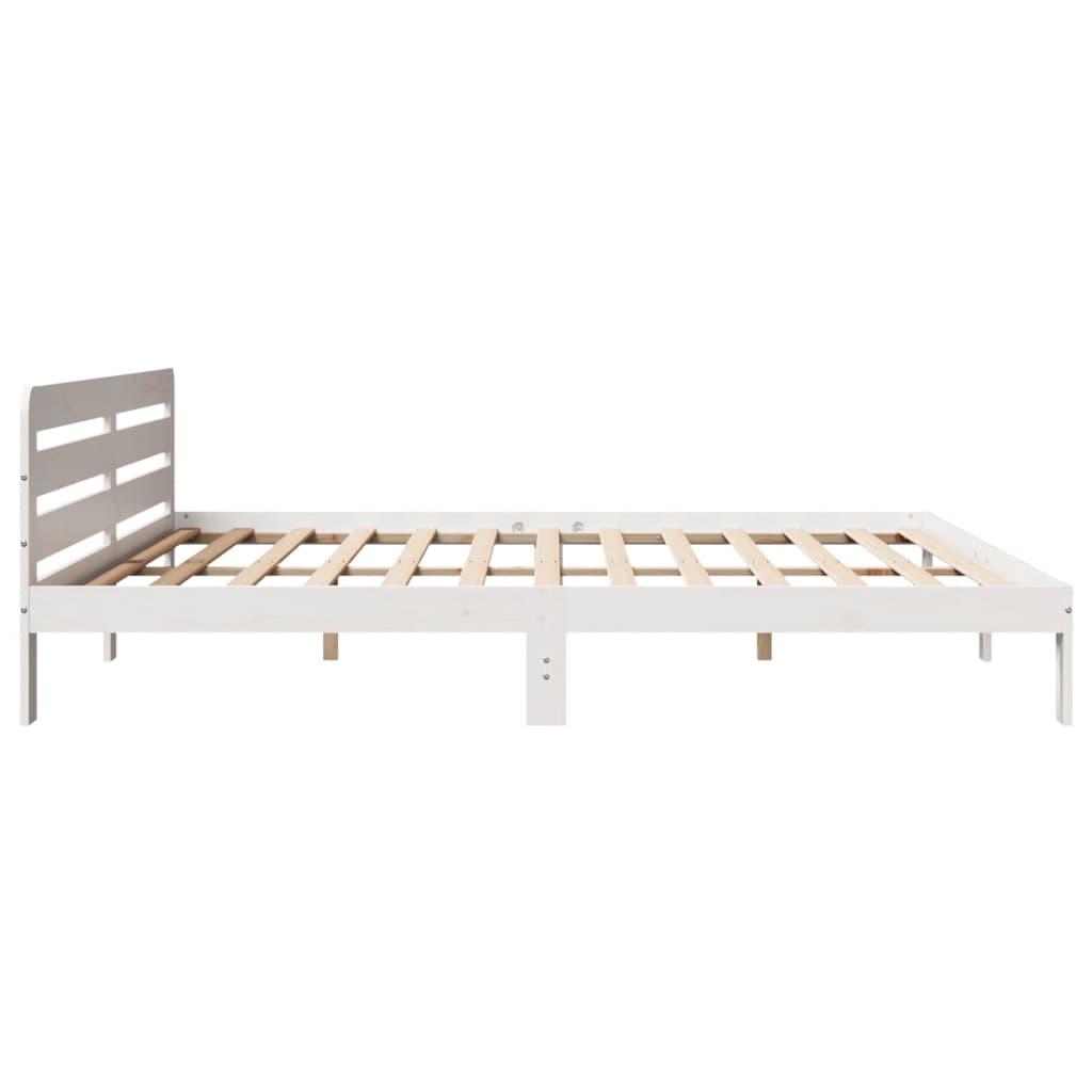 Sengeramme uden madras 200x200 cm massivt fyrretræ hvid