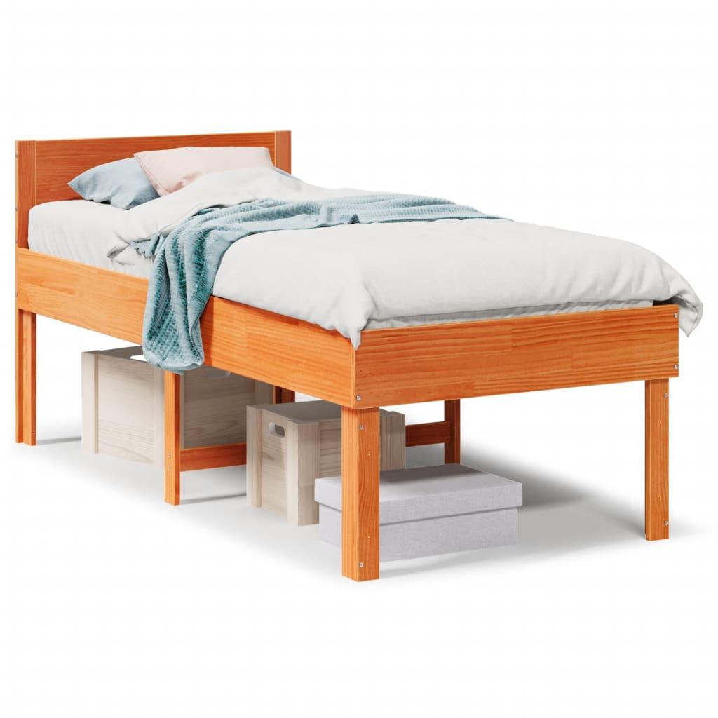 Sengeramme uden madras 90x200 cm massivt fyrretræ gyldenbrun