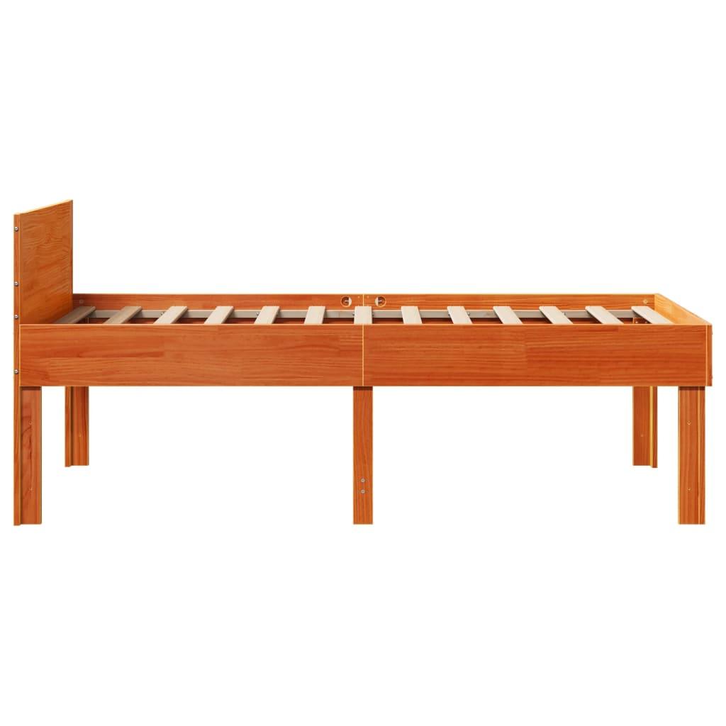 Sengeramme uden madras 90x200 cm massivt fyrretræ gyldenbrun