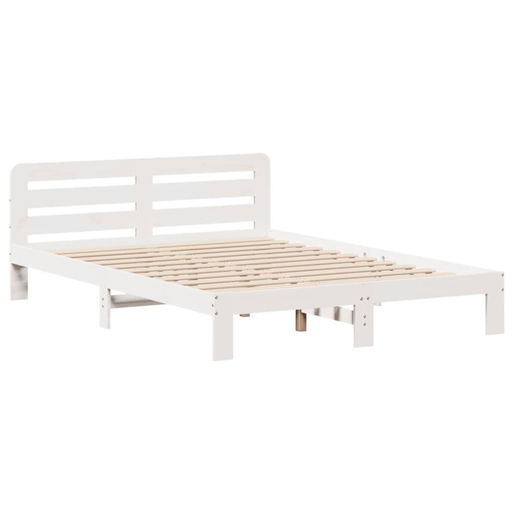 Sengeramme uden madras 150x200 cm massivt fyrretræ hvid