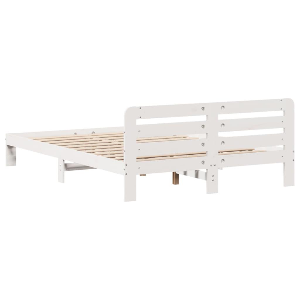 Sengeramme uden madras 150x200 cm massivt fyrretræ hvid