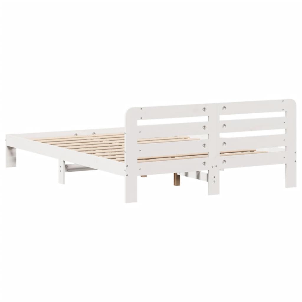 Sengeramme uden madras 140x200 cm massivt fyrretræ hvid
