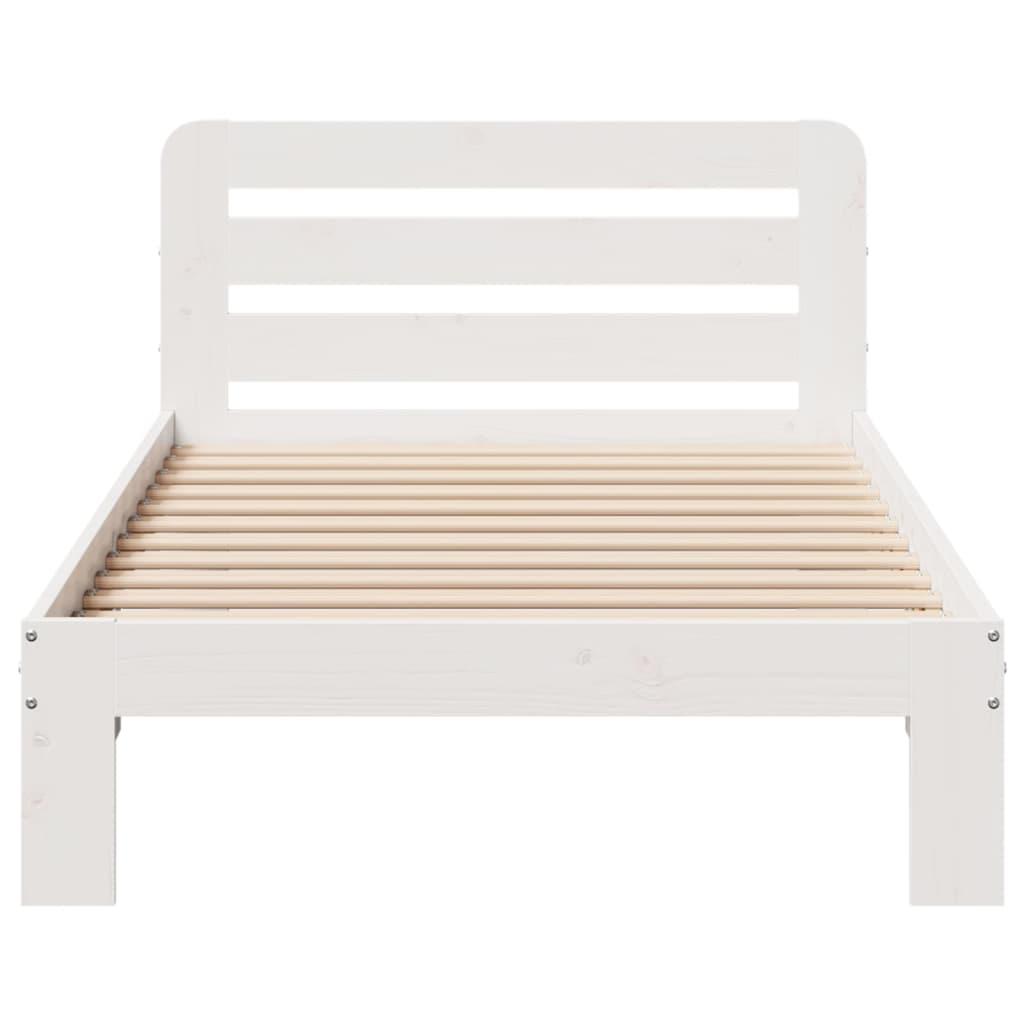 Sengeramme uden madras 75x190 cm massivt fyrretræ hvid