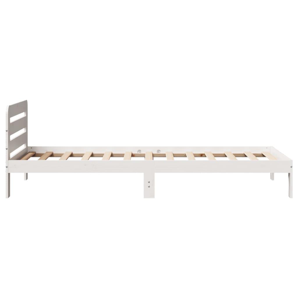 Sengeramme uden madras 75x190 cm massivt fyrretræ hvid