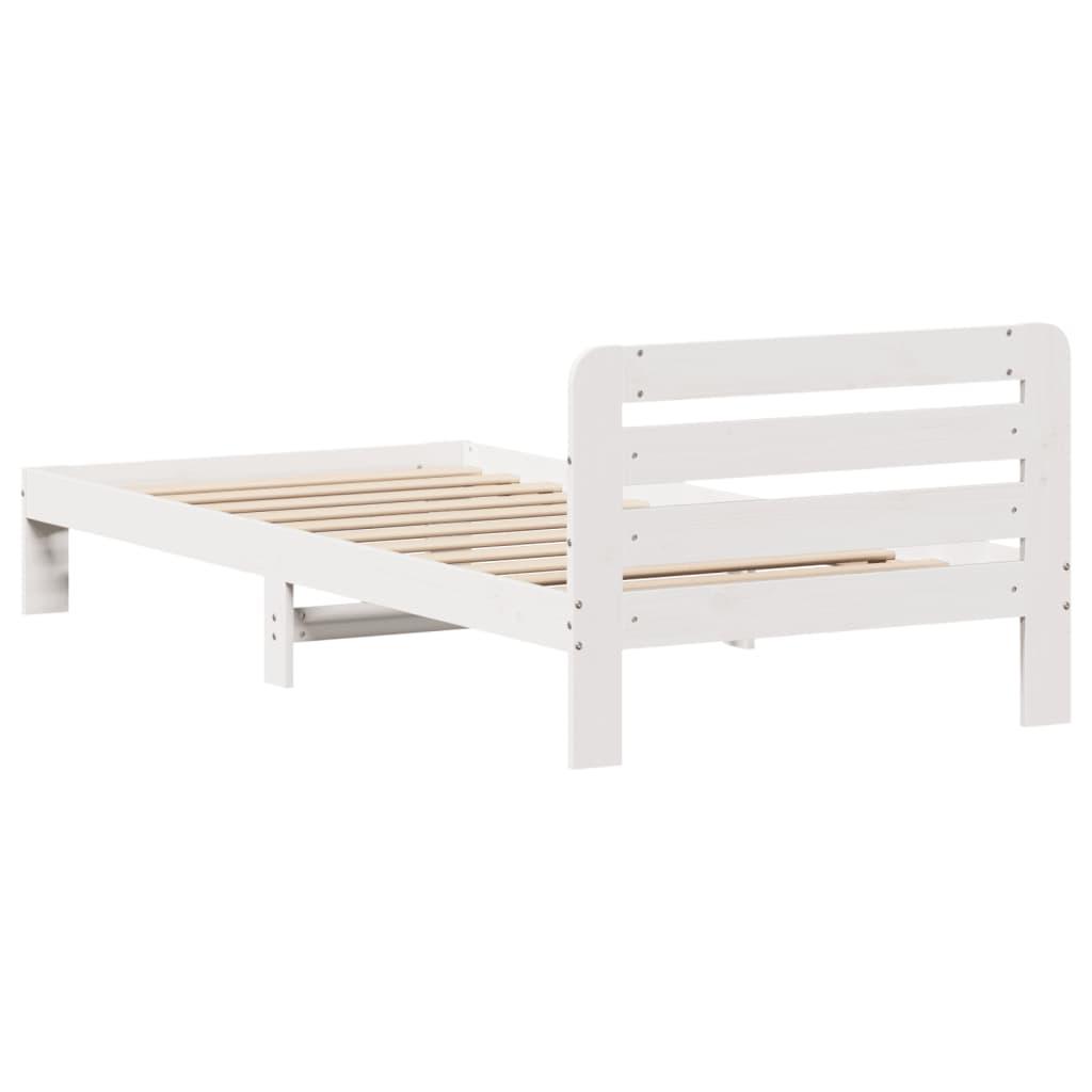 Sengeramme uden madras 75x190 cm massivt fyrretræ hvid