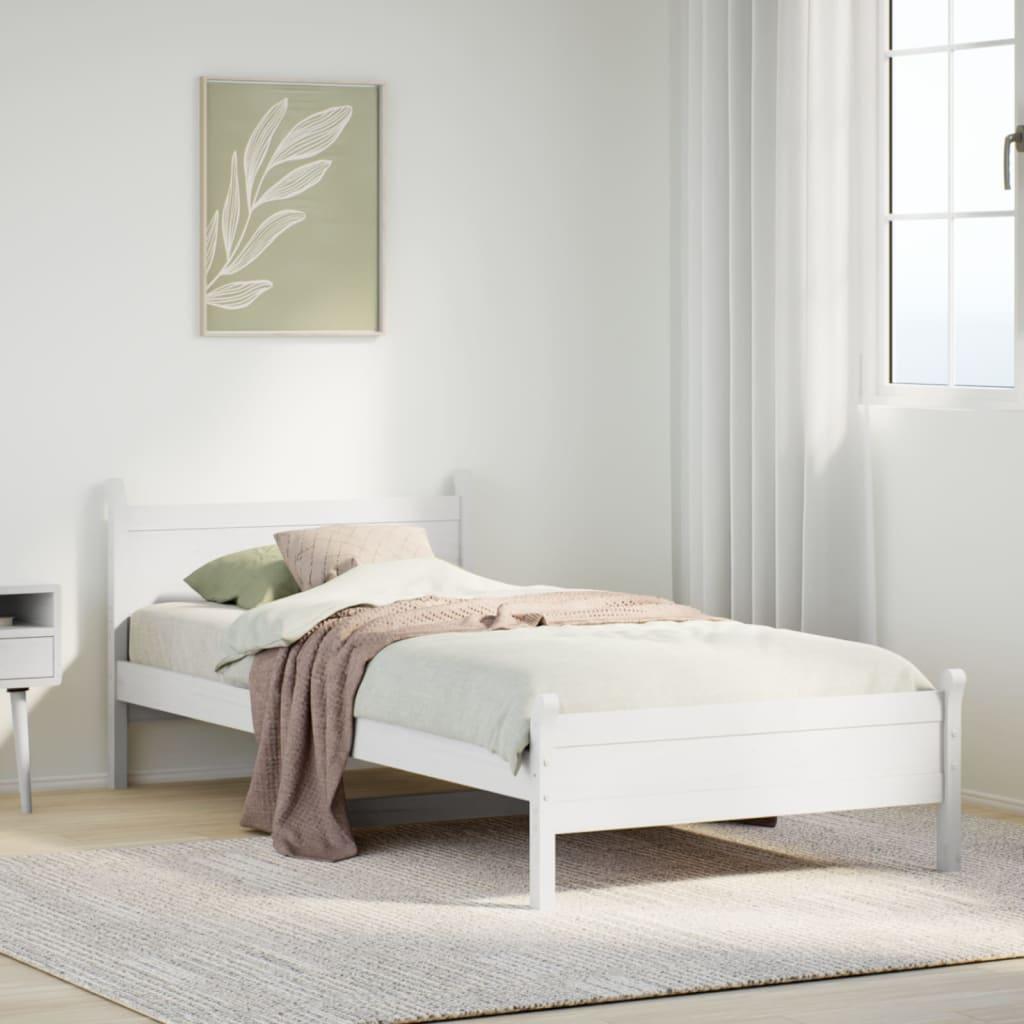 Sengeramme uden madras 75x190 cm massivt fyrretræ hvid
